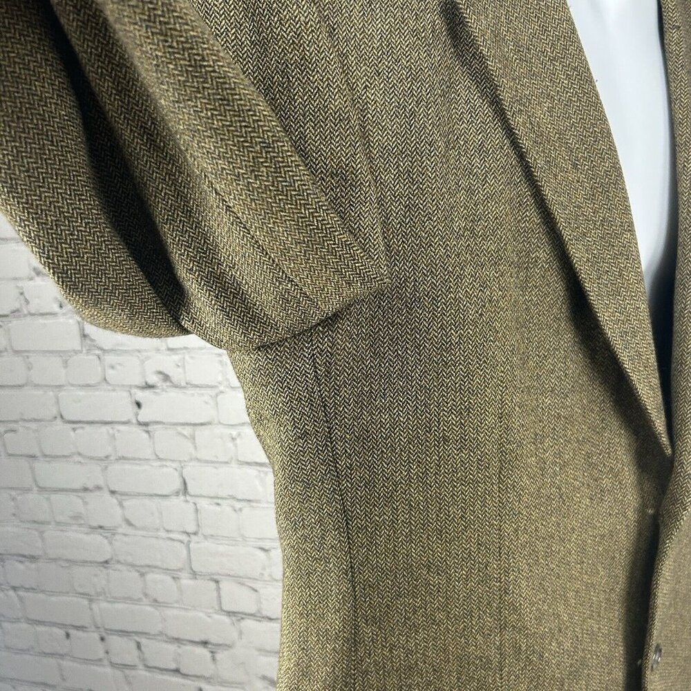 VTG Jos A Bank Brown Wool Herringbone 2 Button Vented Suit Jacket Size 41R - Picture 15 of 16